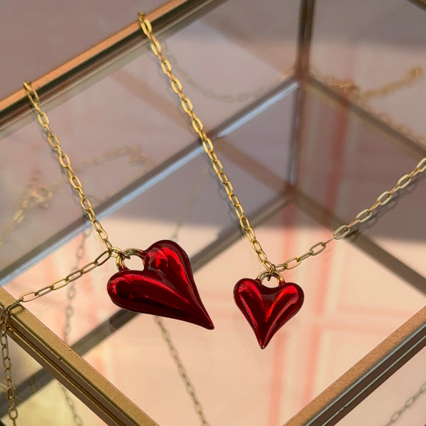 Collar Corazón Rojo Satín