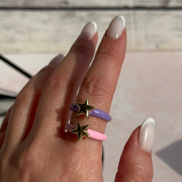 Anillo Estrella - Morado y Rosa