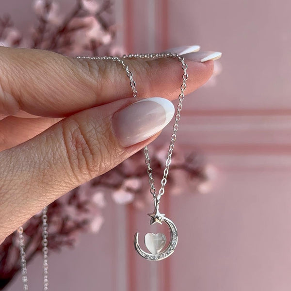 Collar Luna y Estrella con Piedra Luna