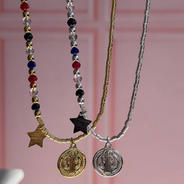 Collar San Benito con Cristales y Estrella