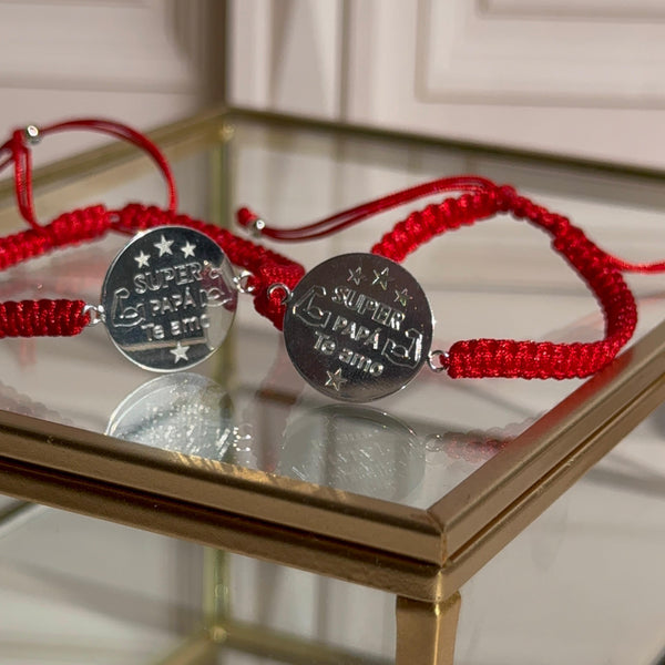 Pulsera Roja "Super Papá, Te Amo"